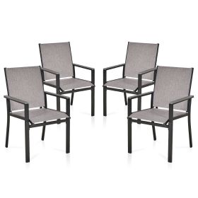MEOOEM Patio Dining Chairs 2PCS Outdoor Metal Textilene Outdoor Dining Chairs; Durable for Lawn Garden Backyard Pool All Weather (type: 4PC)