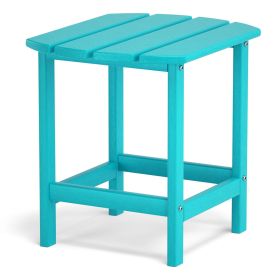 Adirondack Outdoor Side Table;  HDPE Plastic End Tables for Patio;  Backyard;  Pool;  Indoor Outdoor Companion;  Easy Maintenance Weather Resistant La (Color: Lake Blue)