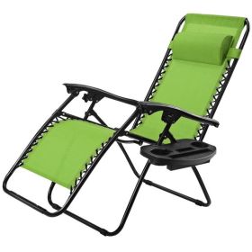 Outdoor Folding Zero Gravity Reclining Lounge Chair (Color: Green)